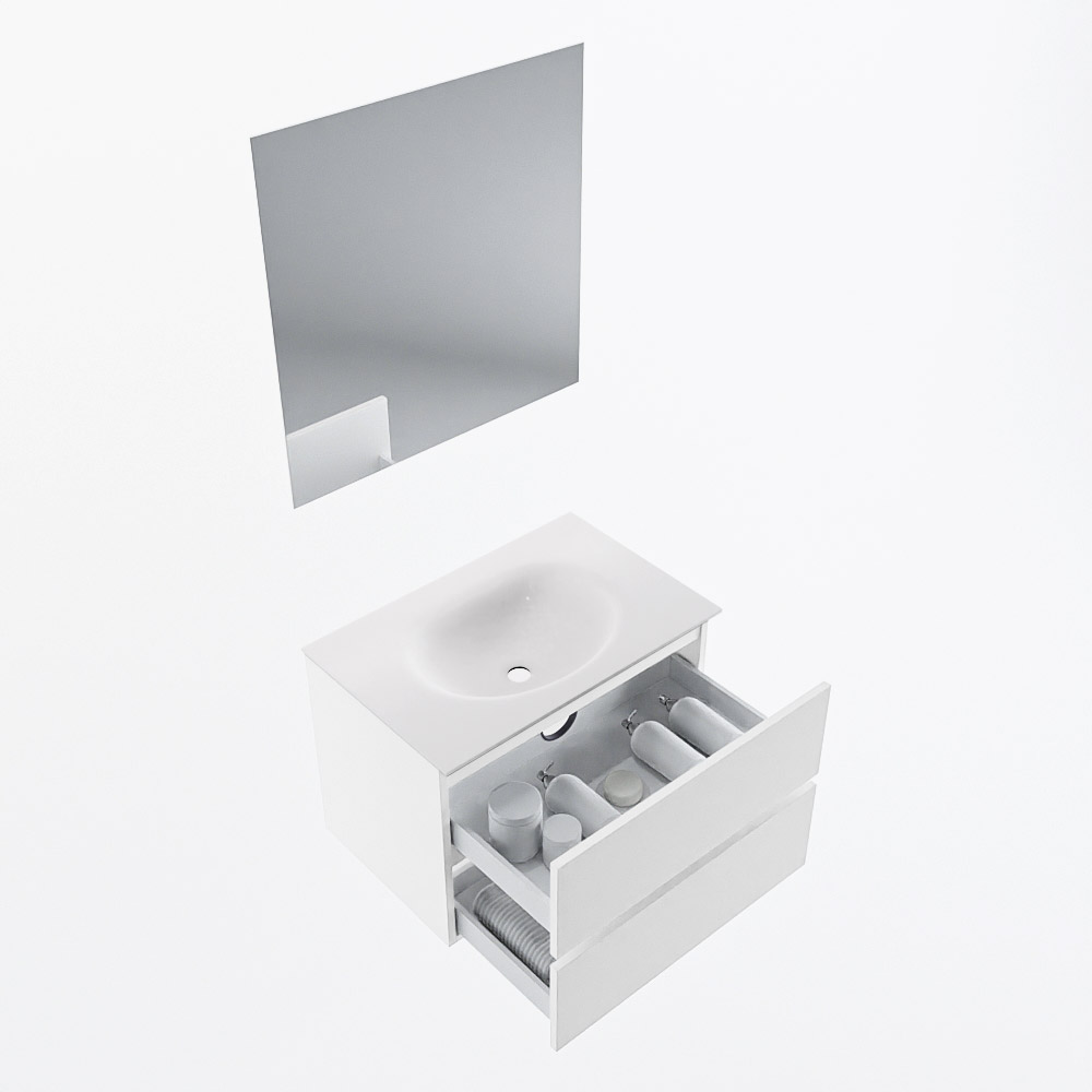 MONDIAZ VICA 70cm mueble de baño Talc 2 cajones. Lavabo MOON Centro sin orificio color Talc con espejo LED. 7 MONDIAZ VICA 70cm mueble de baño Talc 2 cajones. Lavabo MOON Centro sin orificio color Talc con espejo LED. - Imagen 7