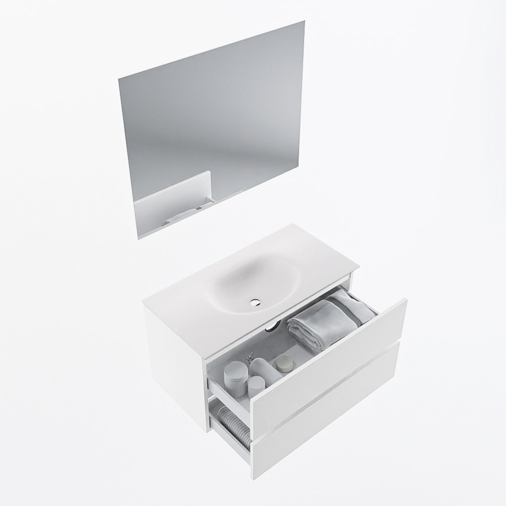 MONDIAZ VICA 90cm mueble de baño Talc 2 cajones. Lavabo MOON Centro 1 orificio color Talc con espejo LED. 7 MONDIAZ VICA 90cm mueble de baño Talc 2 cajones. Lavabo MOON Centro 1 orificio color Talc con espejo LED. - Imagen 7