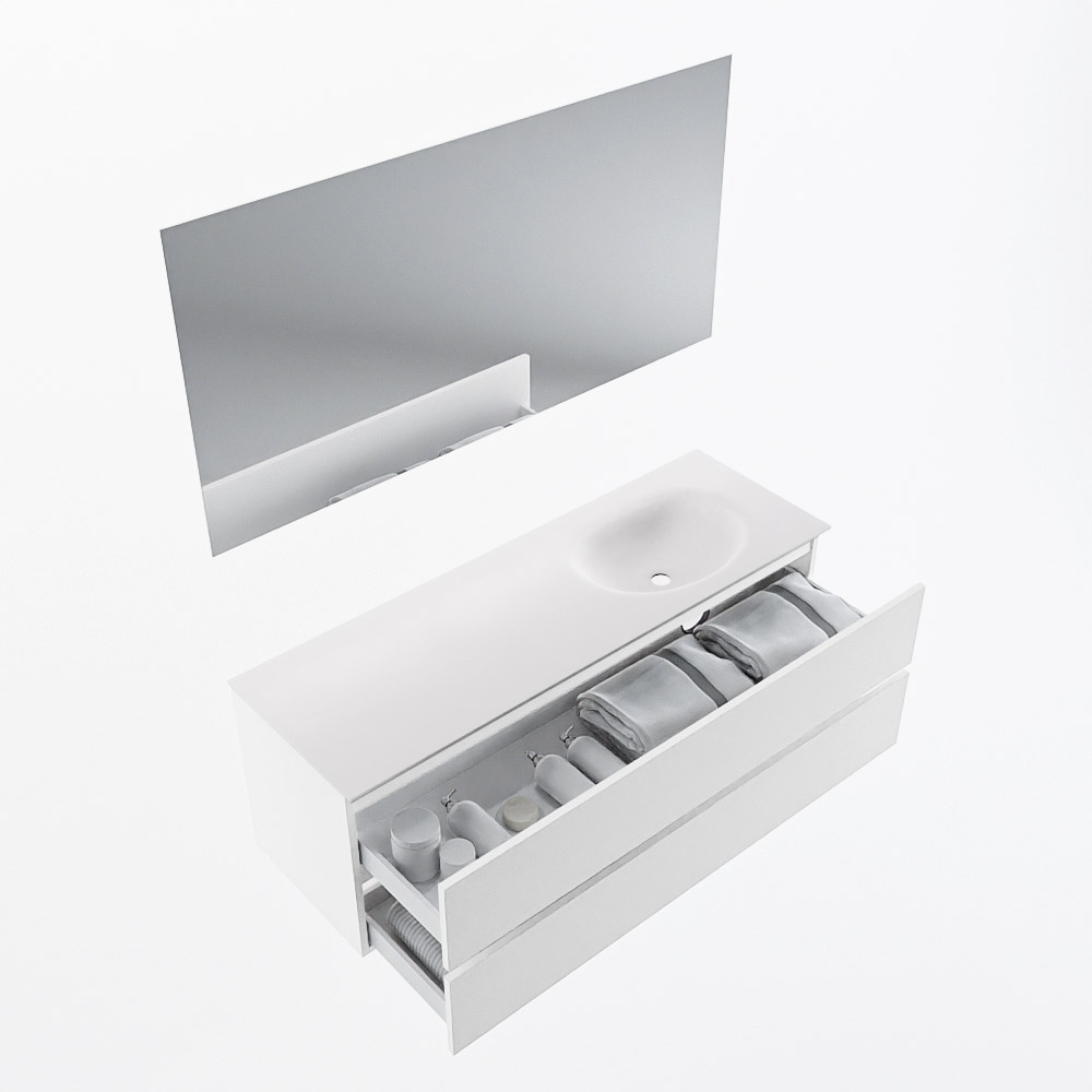 MONDIAZ VICA 140cm mueble de baño Talc 2 cajones. Lavabo MOON Derecho 1 orificio color Talc con espejo LED. 6 MONDIAZ VICA 140cm mueble de baño Talc 2 cajones. Lavabo MOON Derecho 1 orificio color Talc con espejo LED. - Imagen 7