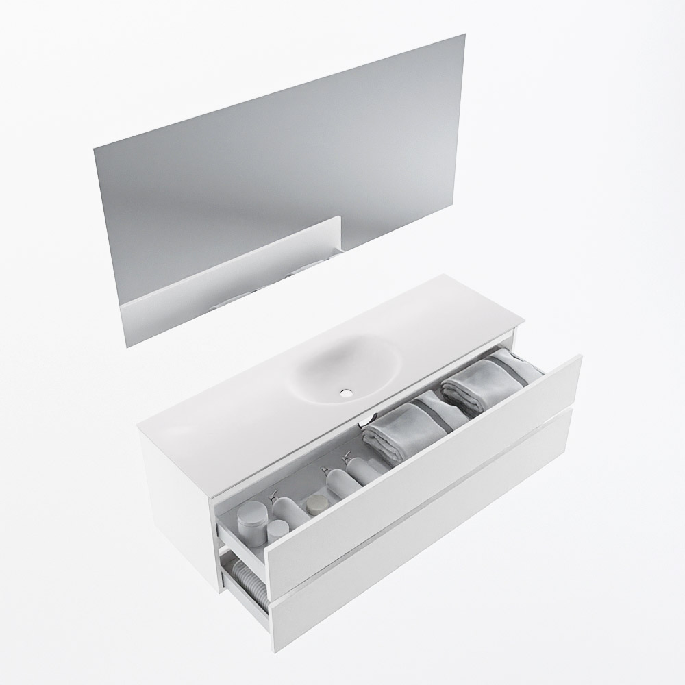 MONDIAZ VICA 150cm mueble de baño Talc 2 cajones. Lavabo MOON Centro 1 orificio color Talc con espejo LED. 7 MONDIAZ VICA 150cm mueble de baño Talc 2 cajones. Lavabo MOON Centro 1 orificio color Talc con espejo LED. - Imagen 7