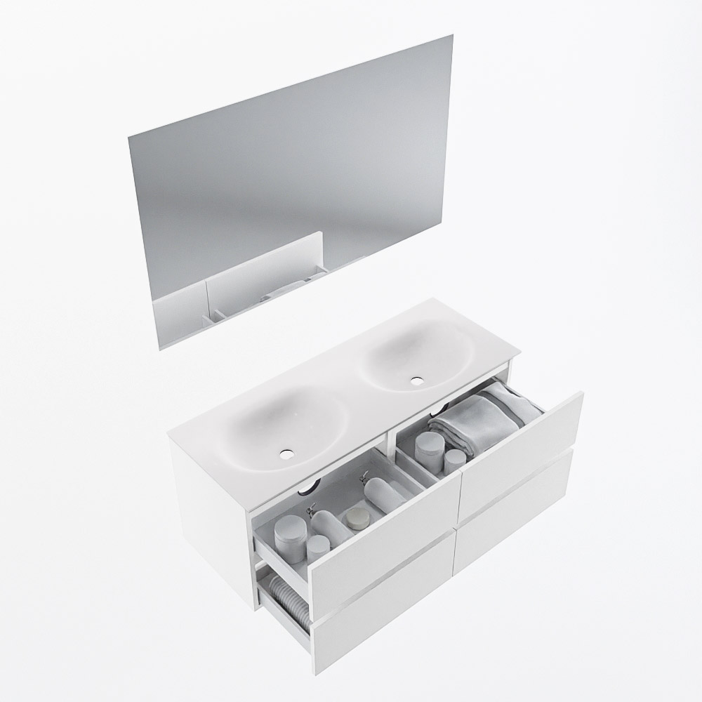 MONDIAZ VICA 120cm mueble de baño Talc 4 cajones. Lavabo MOON Doble sin orificio color Talc con espejo LED. 7 MONDIAZ VICA 120cm mueble de baño Talc 4 cajones. Lavabo MOON Doble sin orificio color Talc con espejo LED. - Imagen 7