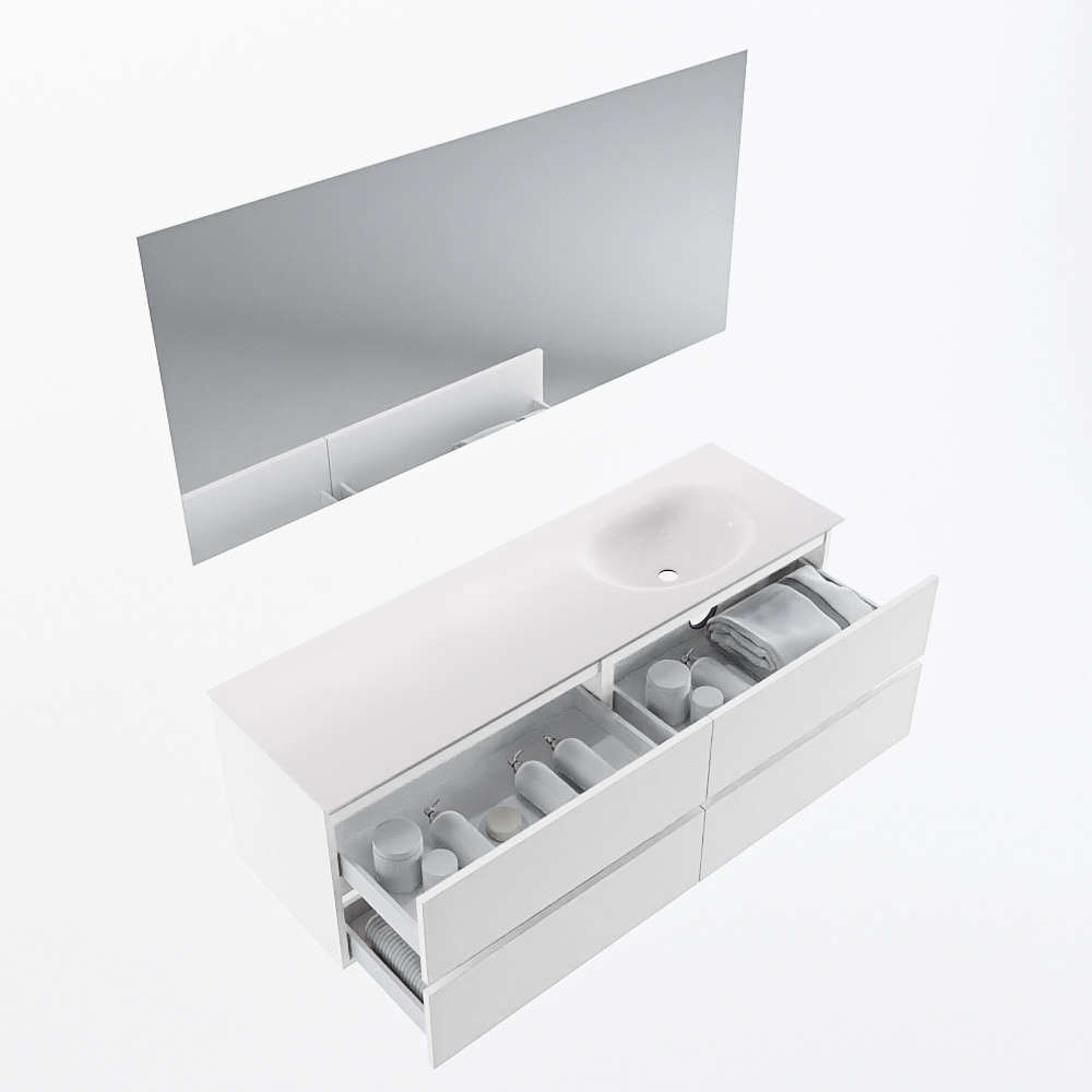 MONDIAZ VICA 150cm mueble de baño Talc 4 cajones. Lavabo MOON Derecho 1 orificio color Talc con espejo LED. 7 MONDIAZ VICA 150cm mueble de baño Talc 4 cajones. Lavabo MOON Derecho 1 orificio color Talc con espejo LED. - Imagen 7