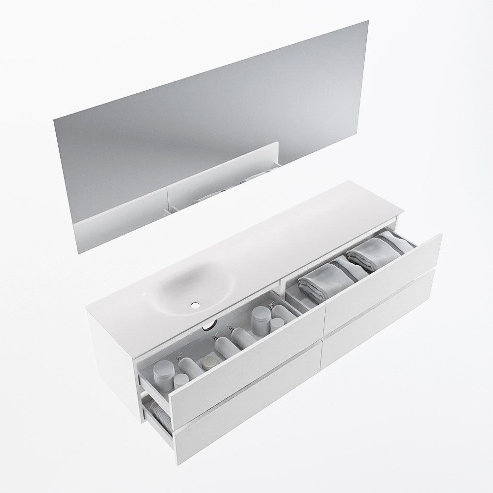 MONDIAZ VICA 190cm mueble de baño Talc 4 cajones. Lavabo MOON Izquierda sin orificio color Talc con espejo LED. 7 MONDIAZ VICA 190cm mueble de baño Talc 4 cajones. Lavabo MOON Izquierda sin orificio color Talc con espejo LED. - Imagen 7