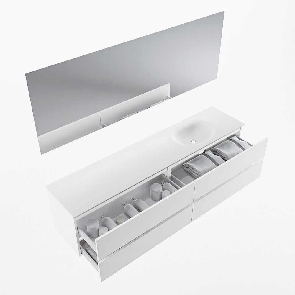 MONDIAZ VICA 200cm mueble de baño Talc 4 cajones. Lavabo MOON Derecho 1 orificio color Talc con espejo LED. 7 MONDIAZ VICA 200cm mueble de baño Talc 4 cajones. Lavabo MOON Derecho 1 orificio color Talc con espejo LED. - Imagen 7