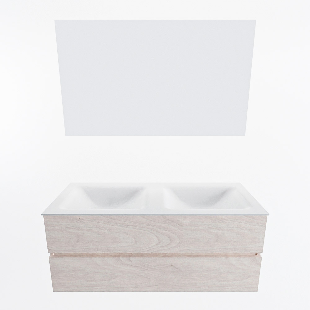 MONDIAZ VICA 120cm mueble de baño Underlayment 2 cajones. Lavabo CLOUD Doble 2 orificios color Talc con espejo LED. 5 MONDIAZ VICA 120cm mueble de baño Underlayment 2 cajones. Lavabo CLOUD Doble 2 orificios color Talc con espejo LED. - Imagen 5