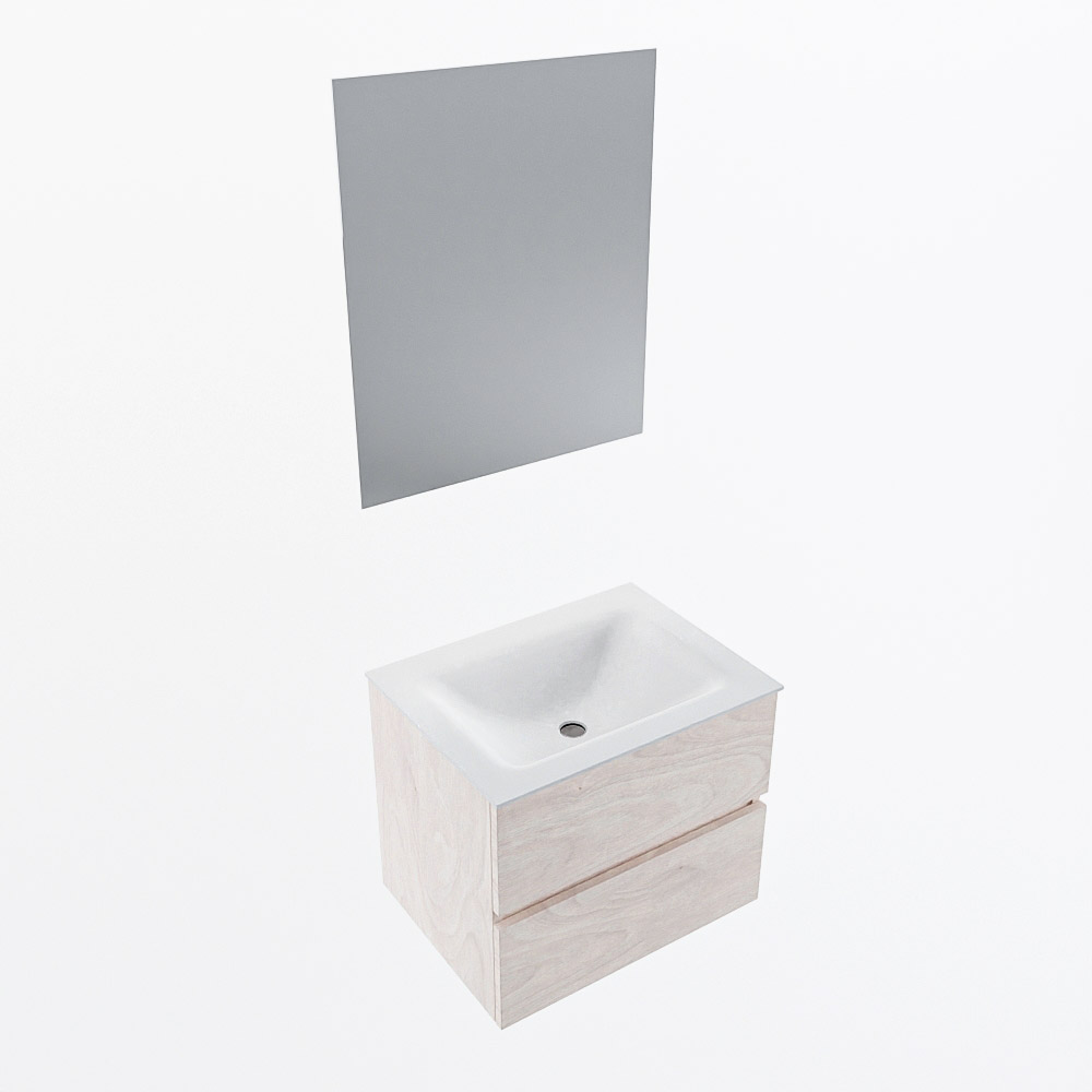MONDIAZ VICA 60cm mueble de baño Underlayment 2 cajones. Lavabo CLOUD Centro 1 orificio color Talc con espejo LED. 6 MONDIAZ VICA 60cm mueble de baño Underlayment 2 cajones. Lavabo CLOUD Centro 1 orificio color Talc con espejo LED. - Imagen 6