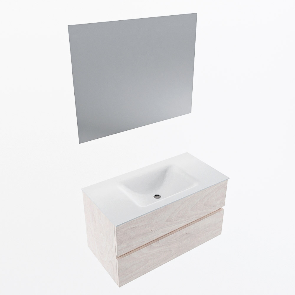 MONDIAZ VICA 90cm mueble de baño Underlayment 2 cajones. Lavabo CLOUD Centro 1 orificio color Talc con espejo LED. 6 MONDIAZ VICA 90cm mueble de baño Underlayment 2 cajones. Lavabo CLOUD Centro 1 orificio color Talc con espejo LED. - Imagen 6