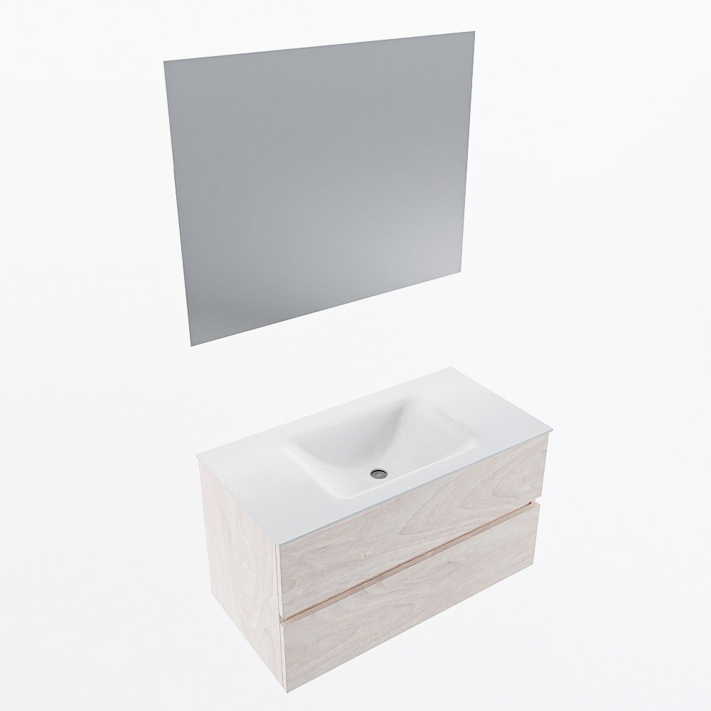 MONDIAZ VICA 90cm mueble de baño Underlayment 2 cajones. Lavabo CLOUD Centro sin orificio color Talc con espejo LED. 6 MONDIAZ VICA 90cm mueble de baño Underlayment 2 cajones. Lavabo CLOUD Centro sin orificio color Talc con espejo LED. - Imagen 6
