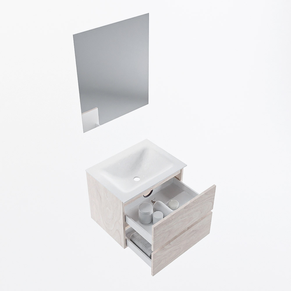 MONDIAZ VICA 60cm mueble de baño Underlayment 2 cajones. Lavabo CLOUD Centro 1 orificio color Talc con espejo LED. 7 MONDIAZ VICA 60cm mueble de baño Underlayment 2 cajones. Lavabo CLOUD Centro 1 orificio color Talc con espejo LED. - Imagen 7