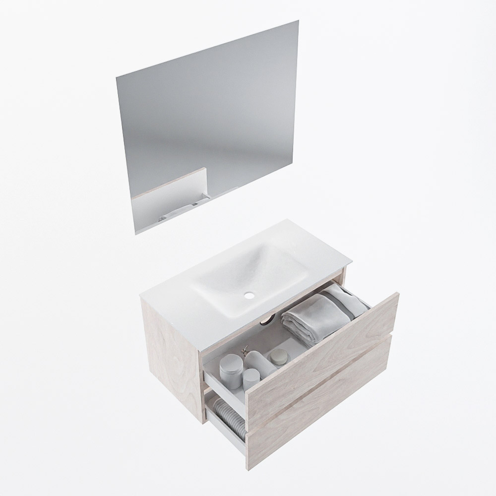 MONDIAZ VICA 90cm mueble de baño Underlayment 2 cajones. Lavabo CLOUD Centro 1 orificio color Talc con espejo LED. 7 MONDIAZ VICA 90cm mueble de baño Underlayment 2 cajones. Lavabo CLOUD Centro 1 orificio color Talc con espejo LED. - Imagen 7