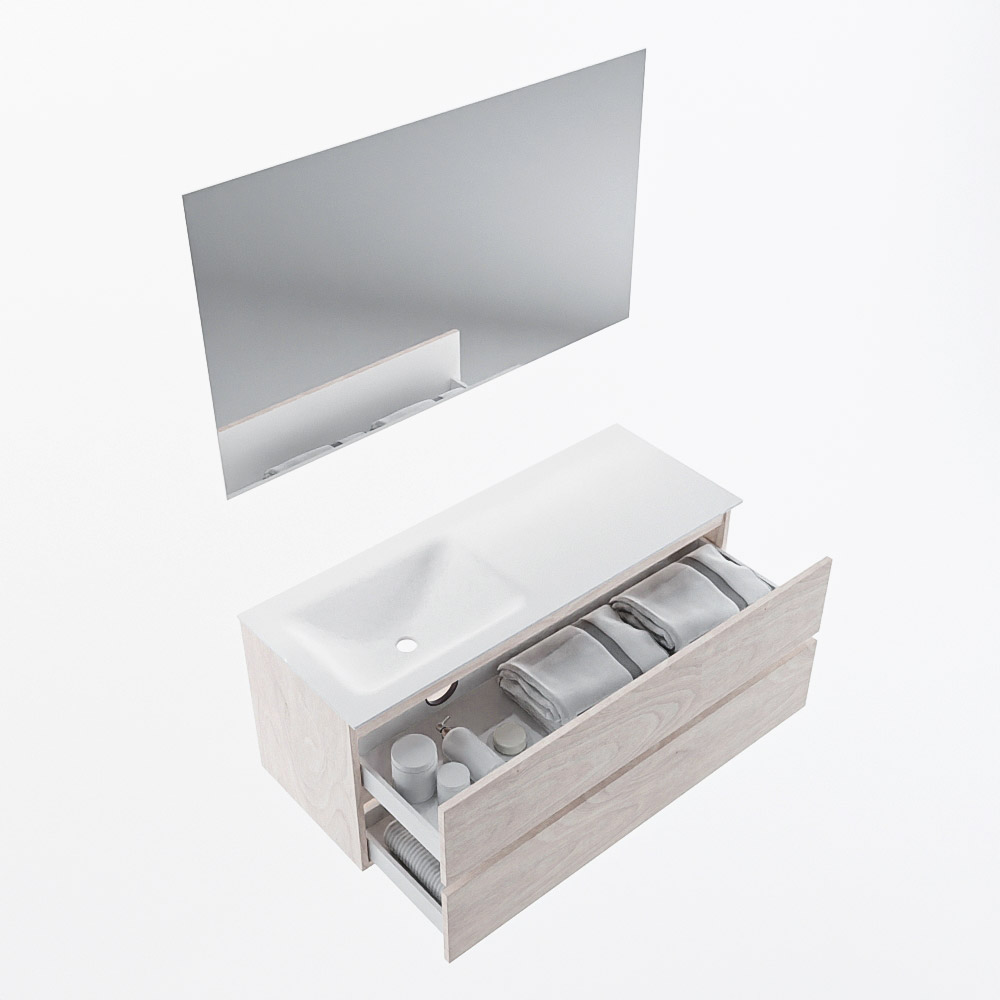 MONDIAZ VICA 120cm mueble de baño Underlayment 2 cajones. Lavabo CLOUD Izquierda 1 orificio color Talc con espejo LED. 7 MONDIAZ VICA 120cm mueble de baño Underlayment 2 cajones. Lavabo CLOUD Izquierda 1 orificio color Talc con espejo LED. - Imagen 7