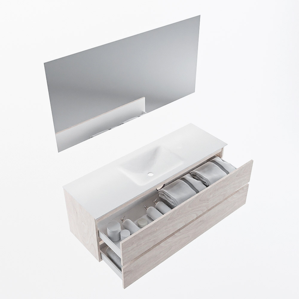 MONDIAZ VICA 140cm mueble de baño Underlayment 2 cajones. Lavabo CLOUD Centro 1 orificio color Talc con espejo LED. 6 MONDIAZ VICA 140cm mueble de baño Underlayment 2 cajones. Lavabo CLOUD Centro 1 orificio color Talc con espejo LED. - Imagen 7
