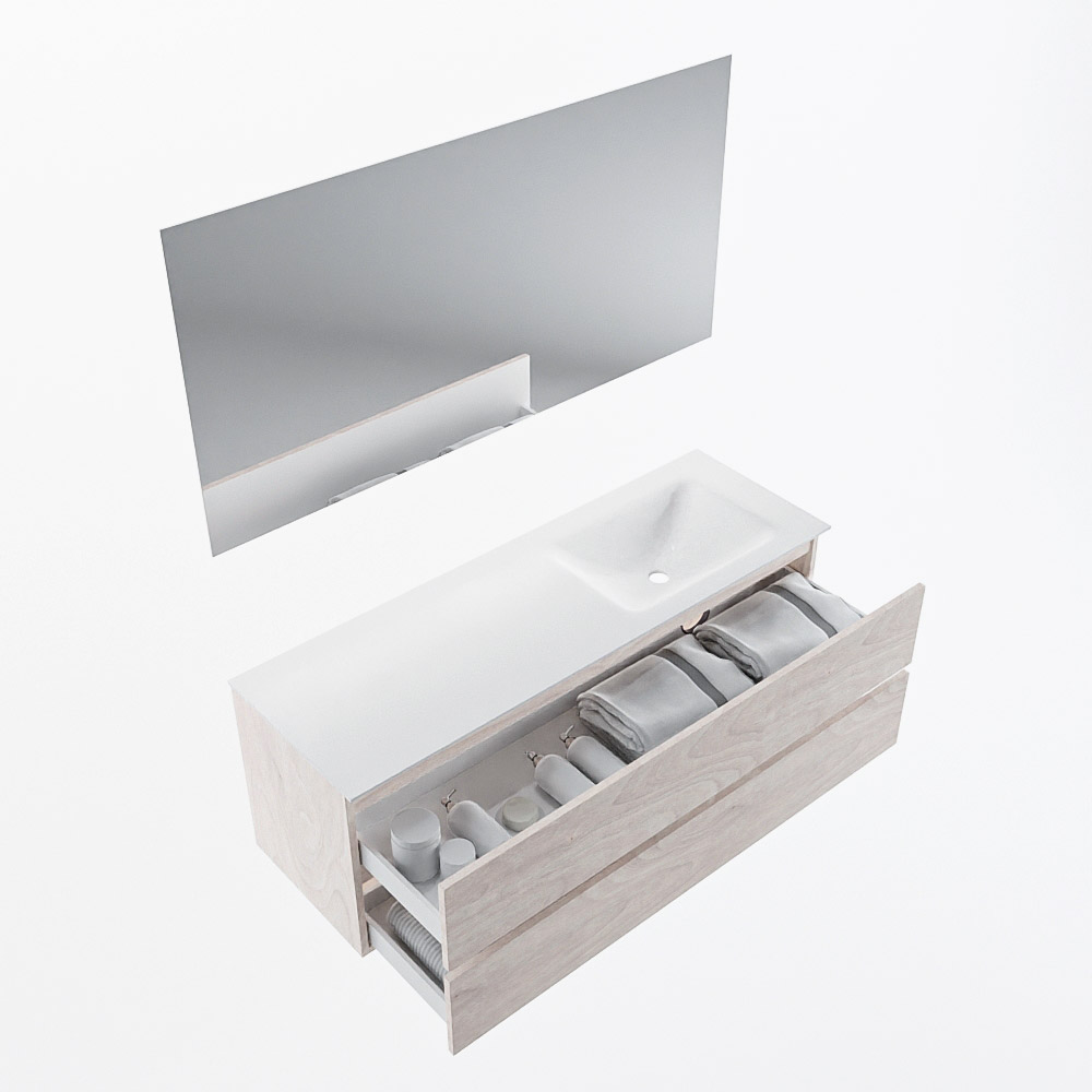 MONDIAZ VICA 140cm mueble de baño Underlayment 2 cajones. Lavabo CLOUD Derecho sin orificio color Talc con espejo LED. 6 MONDIAZ VICA 140cm mueble de baño Underlayment 2 cajones. Lavabo CLOUD Derecho sin orificio color Talc con espejo LED. - Imagen 7