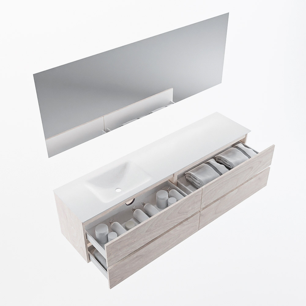 MONDIAZ VICA 190cm mueble de baño Underlayment 4 cajones. Lavabo CLOUD Izquierda 1 orificio color Talc con espejo LED. 7 MONDIAZ VICA 190cm mueble de baño Underlayment 4 cajones. Lavabo CLOUD Izquierda 1 orificio color Talc con espejo LED. - Imagen 7