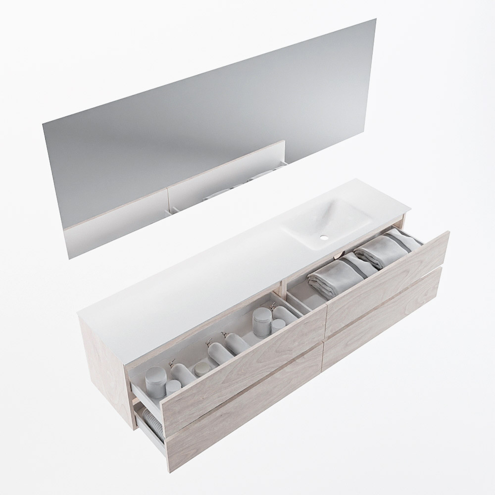 MONDIAZ VICA 200cm mueble de baño Underlayment 4 cajones. Lavabo CLOUD Derecho 1 orificio color Talc con espejo LED. 7 MONDIAZ VICA 200cm mueble de baño Underlayment 4 cajones. Lavabo CLOUD Derecho 1 orificio color Talc con espejo LED. - Imagen 7