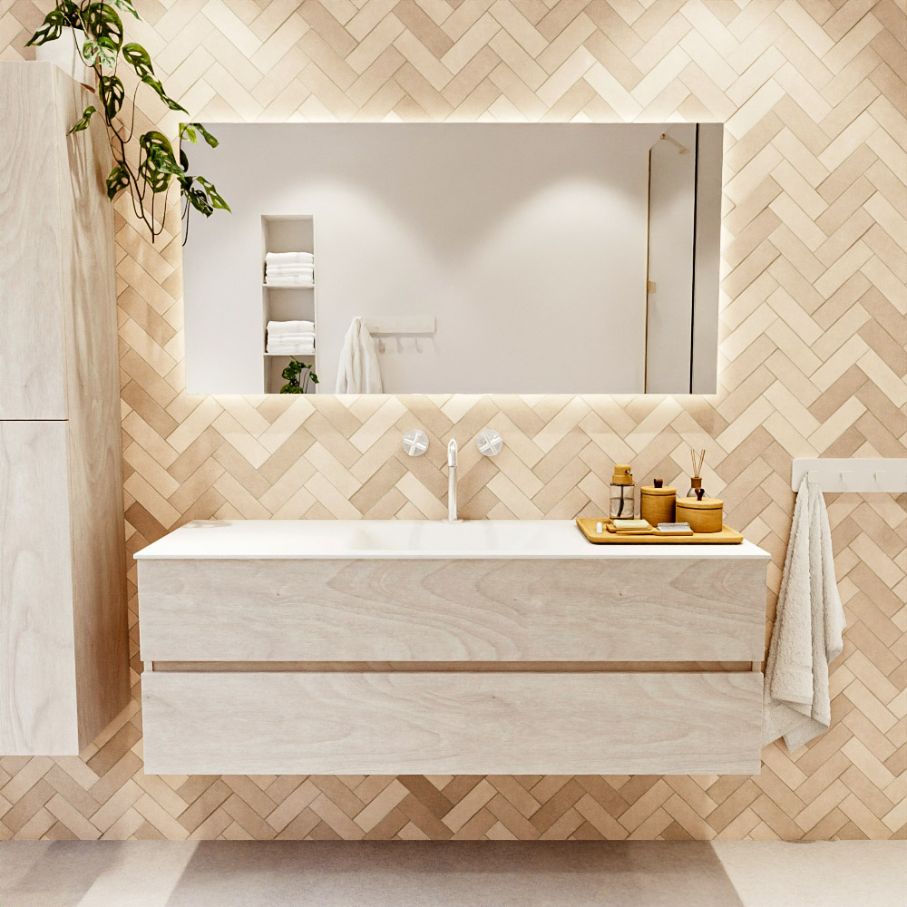 MONDIAZ VICA 140cm mueble de baño Underlayment 2 cajones. Lavabo CLOUD Centro 1 orificio color Talc con espejo LED. 2 MONDIAZ VICA 140cm mueble de baño Underlayment 2 cajones. Lavabo CLOUD Centro 1 orificio color Talc con espejo LED. - Imagen 2