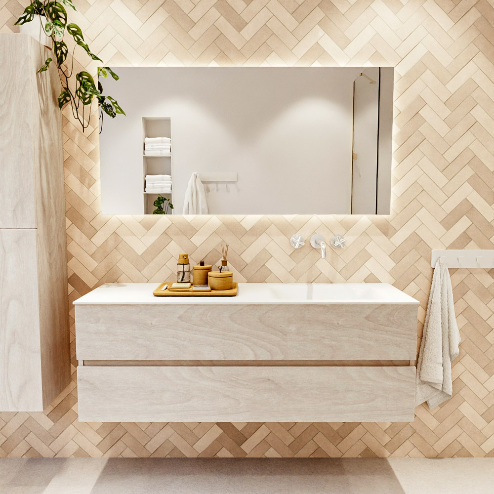 MONDIAZ VICA 140cm mueble de baño Underlayment 2 cajones. Lavabo CLOUD Derecho sin orificio color Talc con espejo LED. 2 MONDIAZ VICA 140cm mueble de baño Underlayment 2 cajones. Lavabo CLOUD Derecho sin orificio color Talc con espejo LED. - Imagen 2