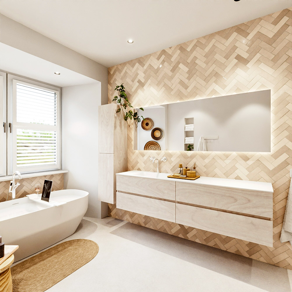 MONDIAZ VICA 190cm mueble de baño Underlayment 4 cajones. Lavabo CLOUD Izquierda 1 orificio color Talc con espejo LED. 4 MONDIAZ VICA 190cm mueble de baño Underlayment 4 cajones. Lavabo CLOUD Izquierda 1 orificio color Talc con espejo LED. - Imagen 4