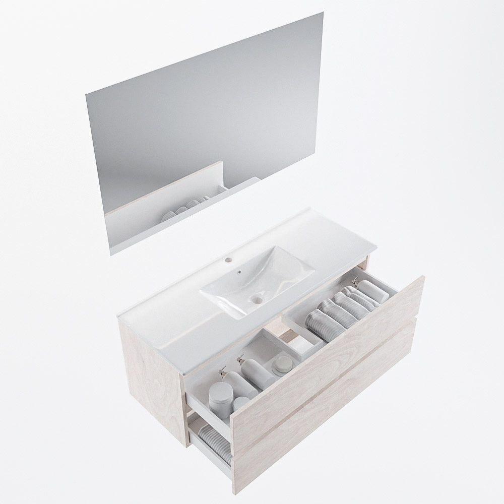 MONDIAZ VICA 120cm mueble de baño Underlayment 2 cajones. Lavabo DENIA Centro 1 orificio color Blanco brillo con espejo LED. 7 MONDIAZ VICA 120cm mueble de baño Underlayment 2 cajones. Lavabo DENIA Centro 1 orificio color Blanco brillo con espejo LED. - Imagen 7