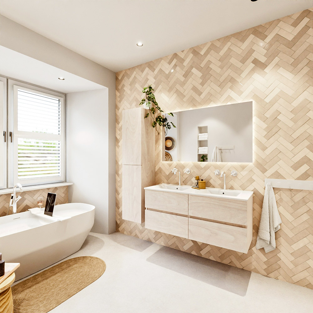 MONDIAZ VICA 120cm mueble de baño Underlayment 4 cajones. Lavabo DENIA Doble 2 orificios color Blanco brillo con espejo LED. 4 MONDIAZ VICA 120cm mueble de baño Underlayment 4 cajones. Lavabo DENIA Doble 2 orificios color Blanco brillo con espejo LED. - Imagen 4
