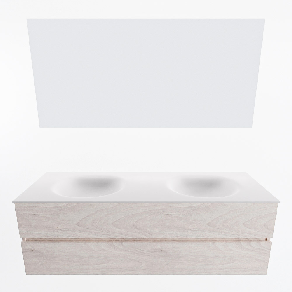 MONDIAZ VICA 150cm mueble de baño Underlayment 2 cajones. Lavabo MOON Doble 2 orificios color Talc con espejo LED. 5 MONDIAZ VICA 150cm mueble de baño Underlayment 2 cajones. Lavabo MOON Doble 2 orificios color Talc con espejo LED. - Imagen 5