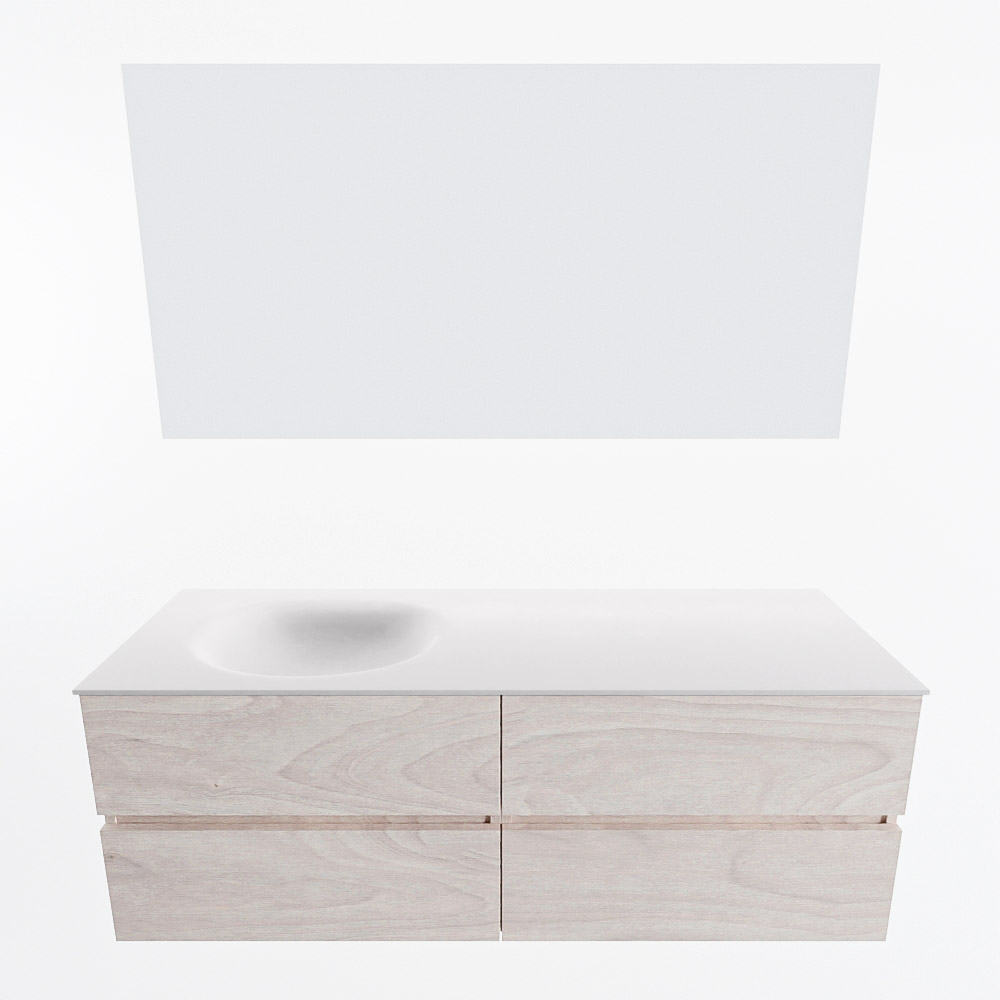 MONDIAZ VICA 140cm mueble de baño Underlayment 4 cajones. Lavabo MOON Izquierda 1 orificio color Talc con espejo LED. 5 MONDIAZ VICA 140cm mueble de baño Underlayment 4 cajones. Lavabo MOON Izquierda 1 orificio color Talc con espejo LED. - Imagen 5
