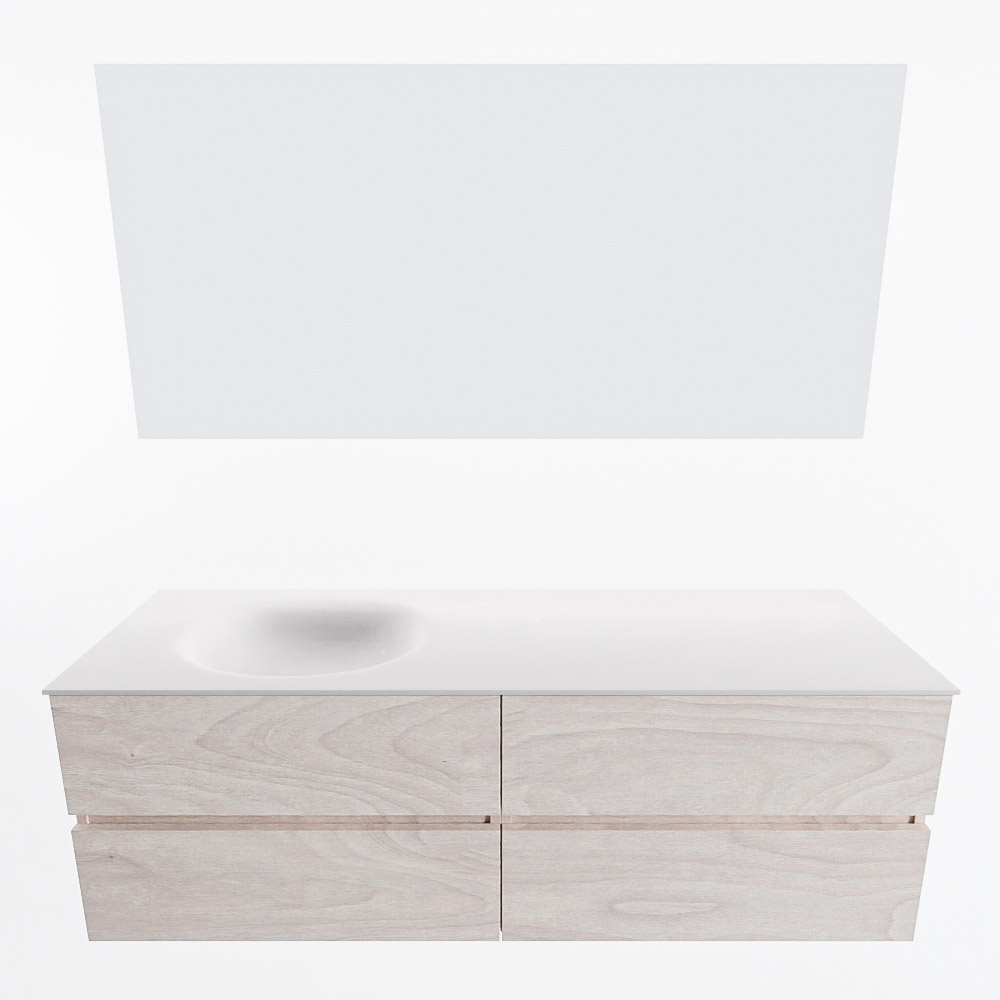 MONDIAZ VICA 150cm mueble de baño Underlayment 4 cajones. Lavabo MOON Izquierda 1 orificio color Talc con espejo LED. 5 MONDIAZ VICA 150cm mueble de baño Underlayment 4 cajones. Lavabo MOON Izquierda 1 orificio color Talc con espejo LED. - Imagen 5