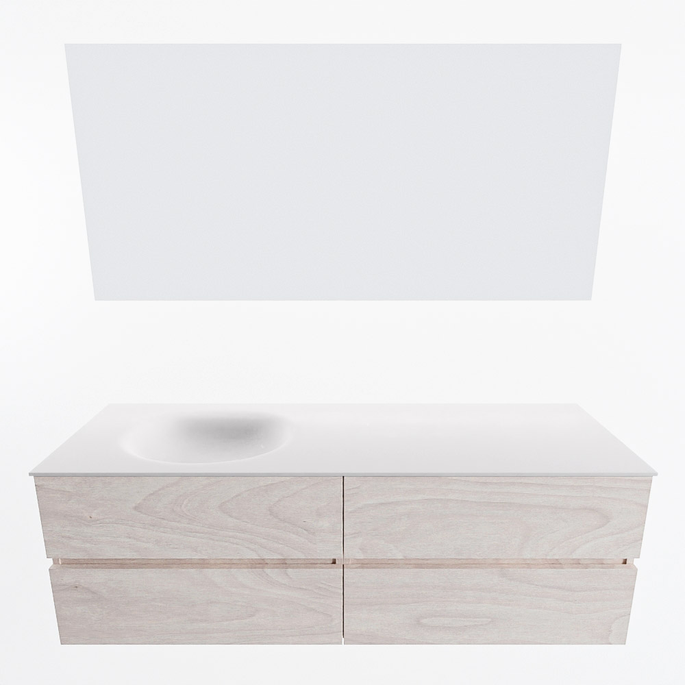 MONDIAZ VICA 150cm mueble de baño Underlayment 4 cajones. Lavabo MOON Izquierda sin orificio color Talc con espejo LED. 5 MONDIAZ VICA 150cm mueble de baño Underlayment 4 cajones. Lavabo MOON Izquierda sin orificio color Talc con espejo LED. - Imagen 5