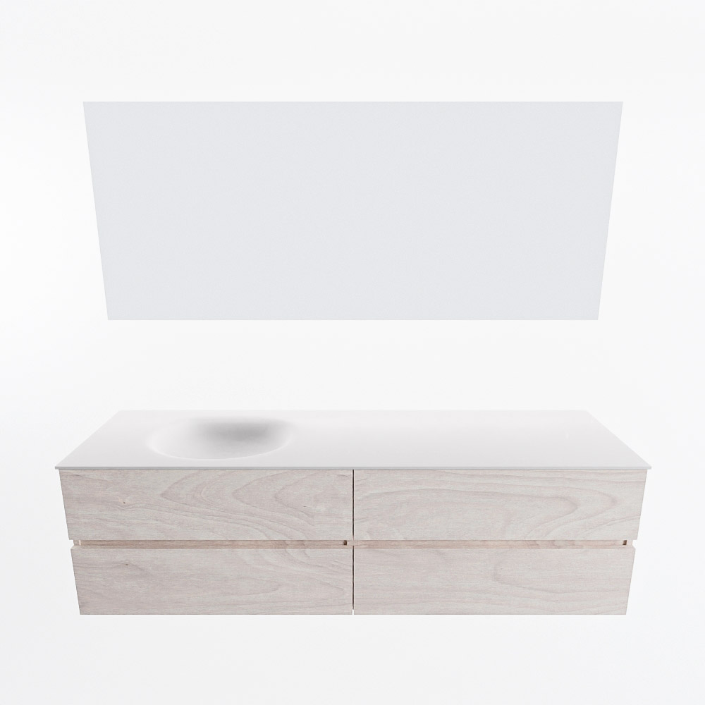 MONDIAZ VICA 170cm mueble de baño Underlayment 4 cajones. Lavabo MOON Izquierda sin orificio color Talc con espejo LED. 5 MONDIAZ VICA 170cm mueble de baño Underlayment 4 cajones. Lavabo MOON Izquierda sin orificio color Talc con espejo LED. - Imagen 5