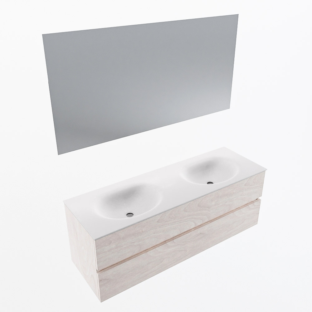 MONDIAZ VICA 140cm mueble de baño Underlayment 2 cajones. Lavabo MOON Doble 2 orificios color Talc con espejo LED. 6 MONDIAZ VICA 140cm mueble de baño Underlayment 2 cajones. Lavabo MOON Doble 2 orificios color Talc con espejo LED. - Imagen 6