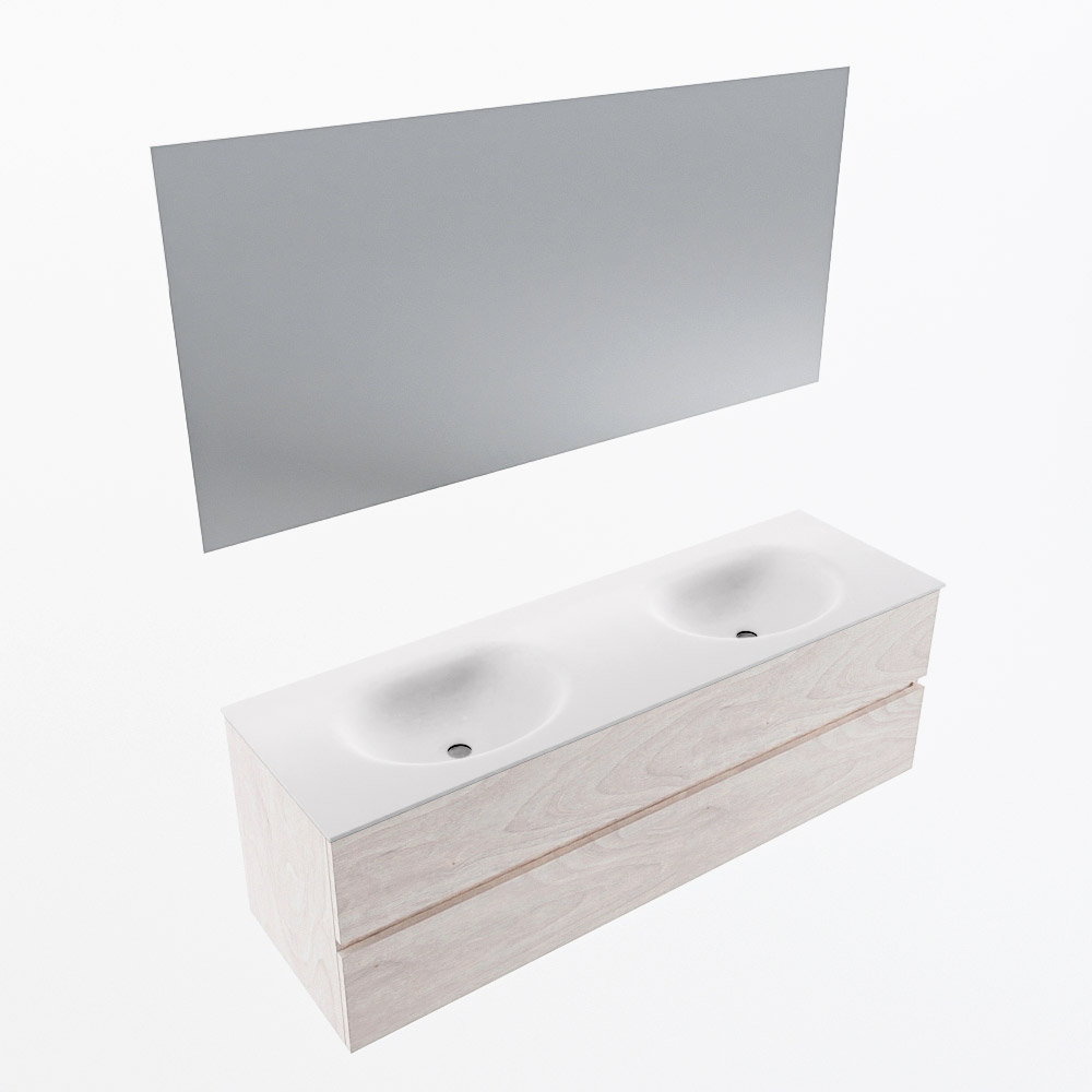 MONDIAZ VICA 150cm mueble de baño Underlayment 2 cajones. Lavabo MOON Doble 2 orificios color Talc con espejo LED. 6 MONDIAZ VICA 150cm mueble de baño Underlayment 2 cajones. Lavabo MOON Doble 2 orificios color Talc con espejo LED. - Imagen 6