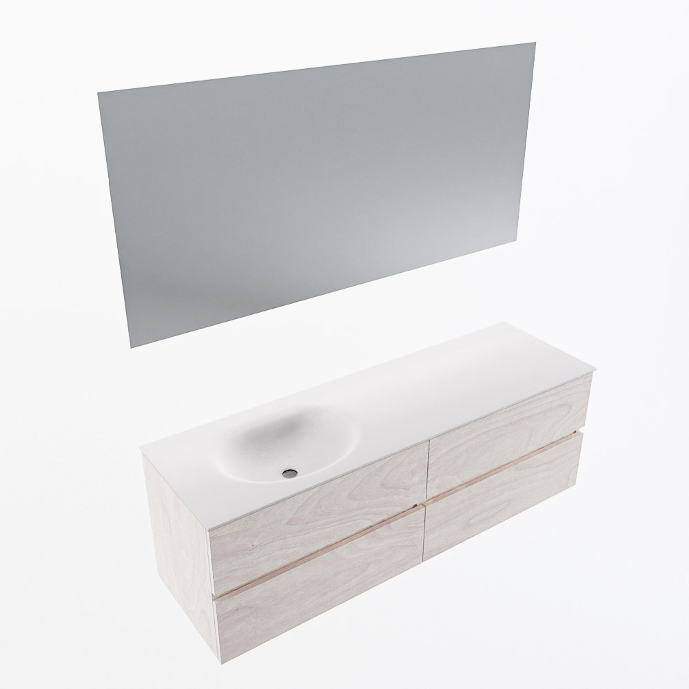 MONDIAZ VICA 150cm mueble de baño Underlayment 4 cajones. Lavabo MOON Izquierda 1 orificio color Talc con espejo LED. 6 MONDIAZ VICA 150cm mueble de baño Underlayment 4 cajones. Lavabo MOON Izquierda 1 orificio color Talc con espejo LED. - Imagen 6