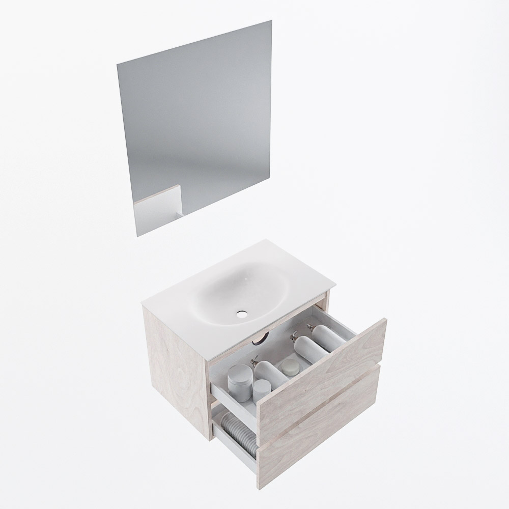 MONDIAZ VICA 70cm mueble de baño Underlayment 2 cajones. Lavabo MOON Centro 1 orificio color Talc con espejo LED. 7 MONDIAZ VICA 70cm mueble de baño Underlayment 2 cajones. Lavabo MOON Centro 1 orificio color Talc con espejo LED. - Imagen 7
