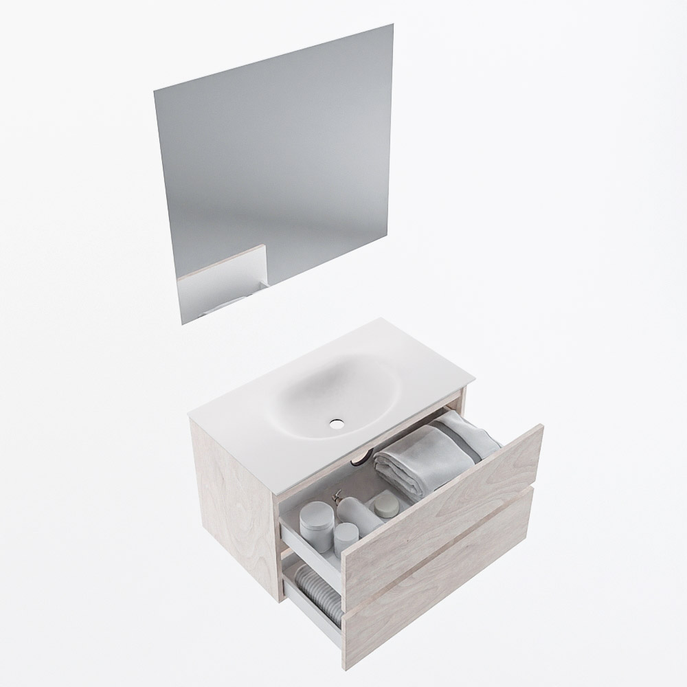 MONDIAZ VICA 80cm mueble de baño Underlayment 2 cajones. Lavabo MOON Centro sin orificio color Talc con espejo LED. 7 MONDIAZ VICA 80cm mueble de baño Underlayment 2 cajones. Lavabo MOON Centro sin orificio color Talc con espejo LED. - Imagen 7