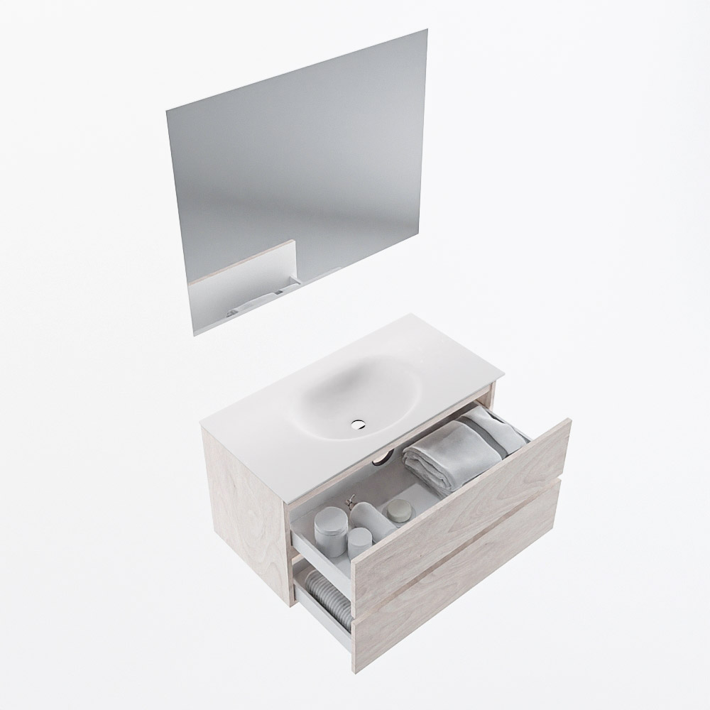 MONDIAZ VICA 90cm mueble de baño Underlayment 2 cajones. Lavabo MOON Centro sin orificio color Talc con espejo LED. 7 MONDIAZ VICA 90cm mueble de baño Underlayment 2 cajones. Lavabo MOON Centro sin orificio color Talc con espejo LED. - Imagen 7