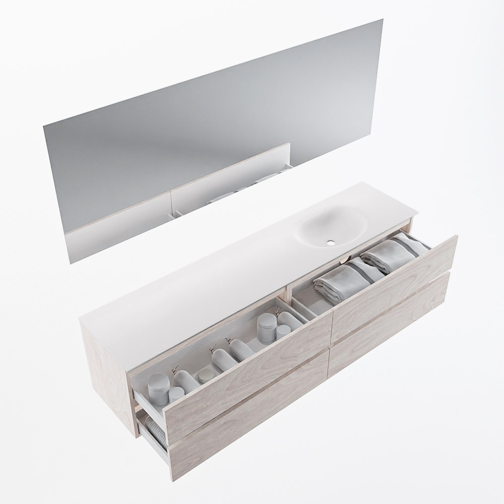 MONDIAZ VICA 200cm mueble de baño Underlayment 4 cajones. Lavabo MOON Derecho sin orificio color Talc con espejo LED. 7 MONDIAZ VICA 200cm mueble de baño Underlayment 4 cajones. Lavabo MOON Derecho sin orificio color Talc con espejo LED. - Imagen 7