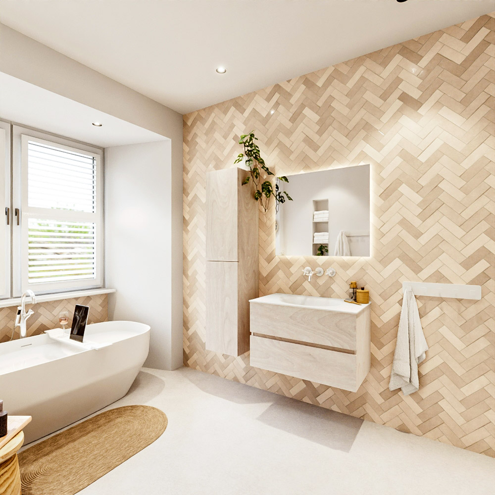 MONDIAZ VICA 80cm mueble de baño Underlayment 2 cajones. Lavabo MOON Centro sin orificio color Talc con espejo LED. 4 MONDIAZ VICA 80cm mueble de baño Underlayment 2 cajones. Lavabo MOON Centro sin orificio color Talc con espejo LED. - Imagen 4