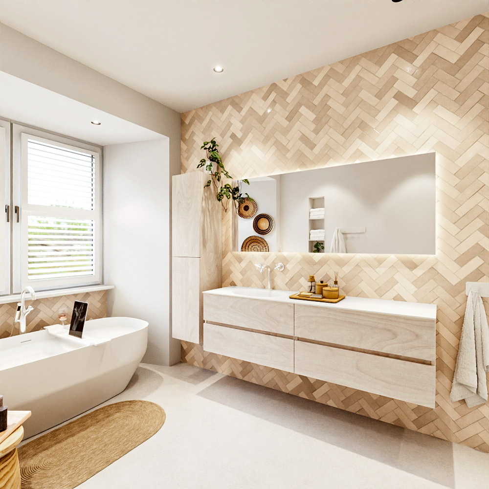 MONDIAZ VICA 170cm mueble de baño Underlayment 4 cajones. Lavabo MOON Izquierda 1 orificio color Talc con espejo LED. 4 MONDIAZ VICA 170cm mueble de baño Underlayment 4 cajones. Lavabo MOON Izquierda 1 orificio color Talc con espejo LED. - Imagen 4
