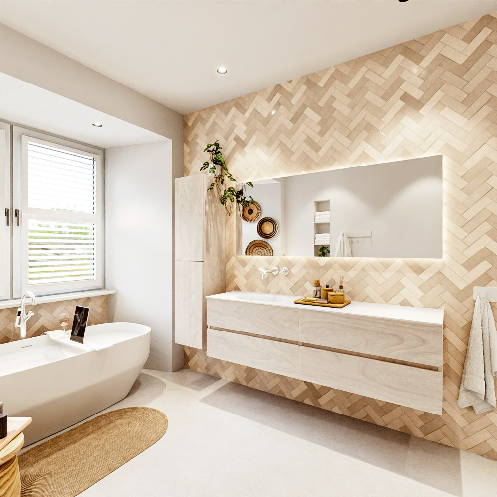 MONDIAZ VICA 170cm mueble de baño Underlayment 4 cajones. Lavabo MOON Izquierda sin orificio color Talc con espejo LED. 4 MONDIAZ VICA 170cm mueble de baño Underlayment 4 cajones. Lavabo MOON Izquierda sin orificio color Talc con espejo LED. - Imagen 4