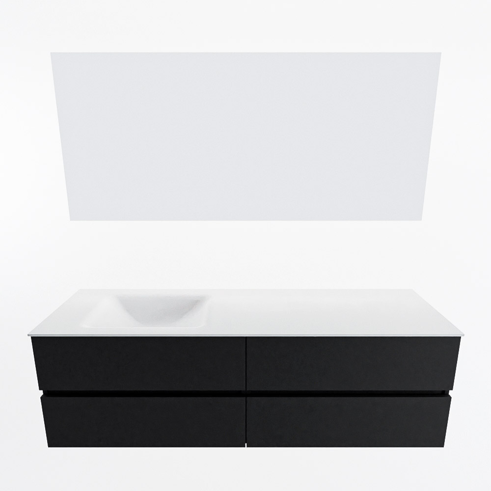 MONDIAZ VICA 160cm mueble de baño Urban 4 cajones. Lavabo CLOUD Izquierda 1 orificio color Talc con espejo LED. 5 MONDIAZ VICA 160cm mueble de baño Urban 4 cajones. Lavabo CLOUD Izquierda 1 orificio color Talc con espejo LED. - Imagen 5