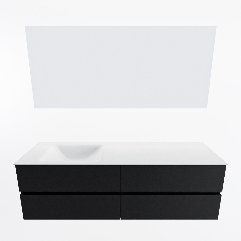 MONDIAZ VICA 160cm mueble de baño Urban 4 cajones. Lavabo CLOUD Izquierda sin orificio color Talc con espejo LED. 5 MONDIAZ VICA 160cm mueble de baño Urban 4 cajones. Lavabo CLOUD Izquierda sin orificio color Talc con espejo LED. - Imagen 5