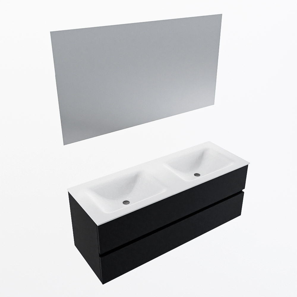 MONDIAZ VICA 130cm mueble de baño Urban 2 cajones. Lavabo CLOUD Doble 2 orificios color Talc con espejo LED. 5 MONDIAZ VICA 130cm mueble de baño Urban 2 cajones. Lavabo CLOUD Doble 2 orificios color Talc con espejo LED. - Imagen 6