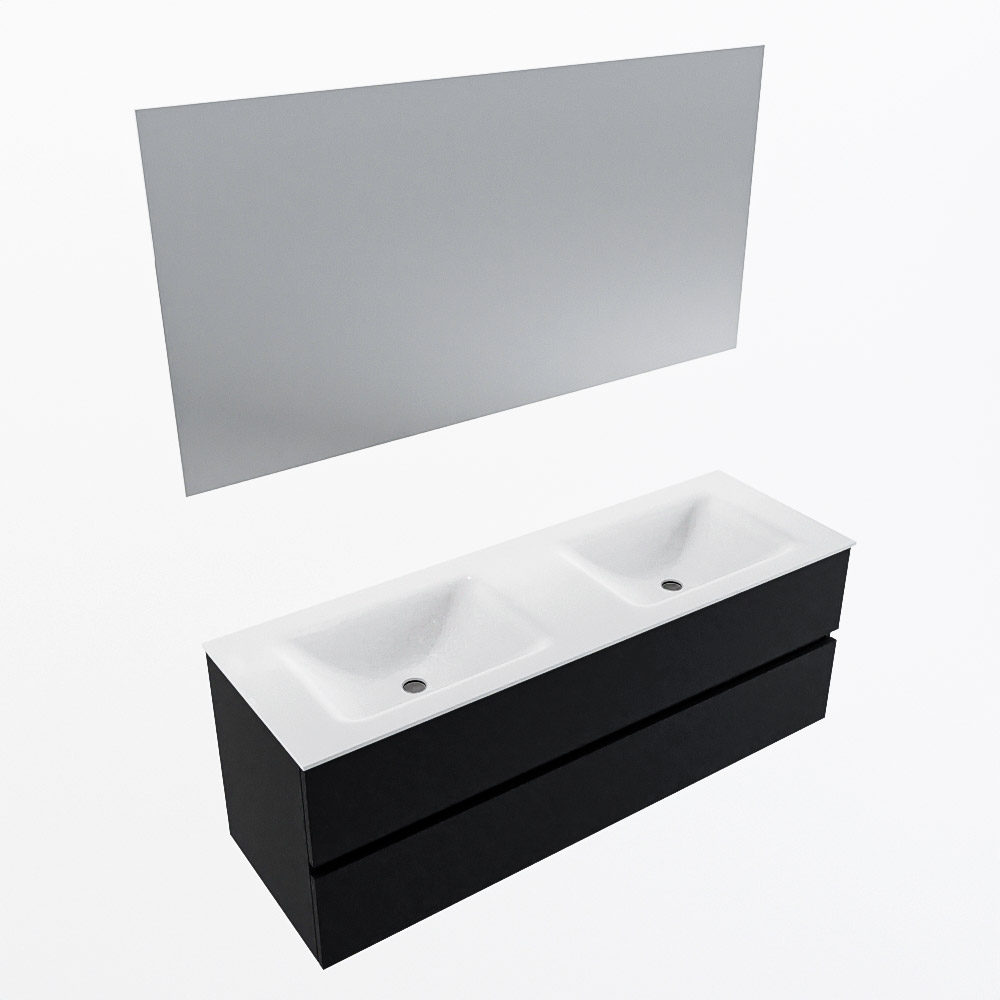 MONDIAZ VICA 140cm mueble de baño Urban 2 cajones. Lavabo CLOUD Doble 2 orificios color Talc con espejo LED. 5 MONDIAZ VICA 140cm mueble de baño Urban 2 cajones. Lavabo CLOUD Doble 2 orificios color Talc con espejo LED. - Imagen 6