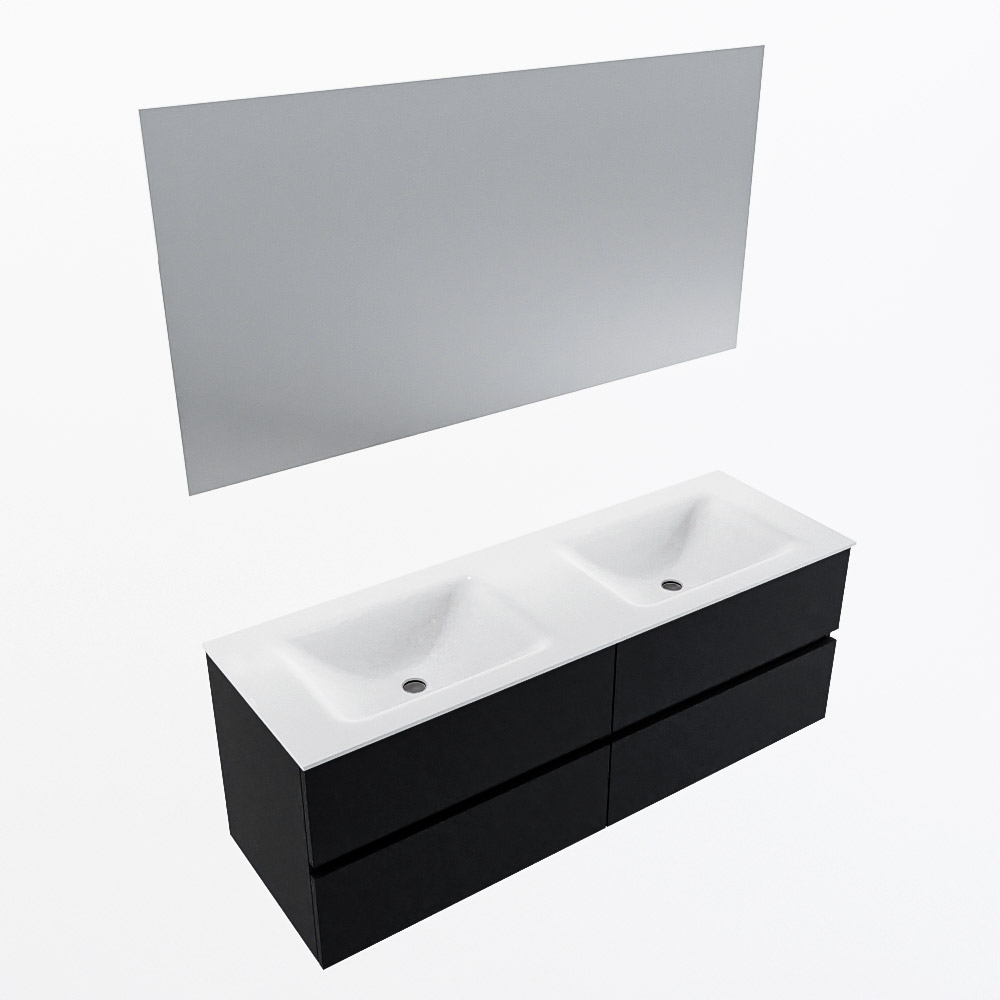 MONDIAZ VICA 140cm mueble de baño Urban 4 cajones. Lavabo CLOUD Doble 2 orificios color Talc con espejo LED. 5 MONDIAZ VICA 140cm mueble de baño Urban 4 cajones. Lavabo CLOUD Doble 2 orificios color Talc con espejo LED. - Imagen 6