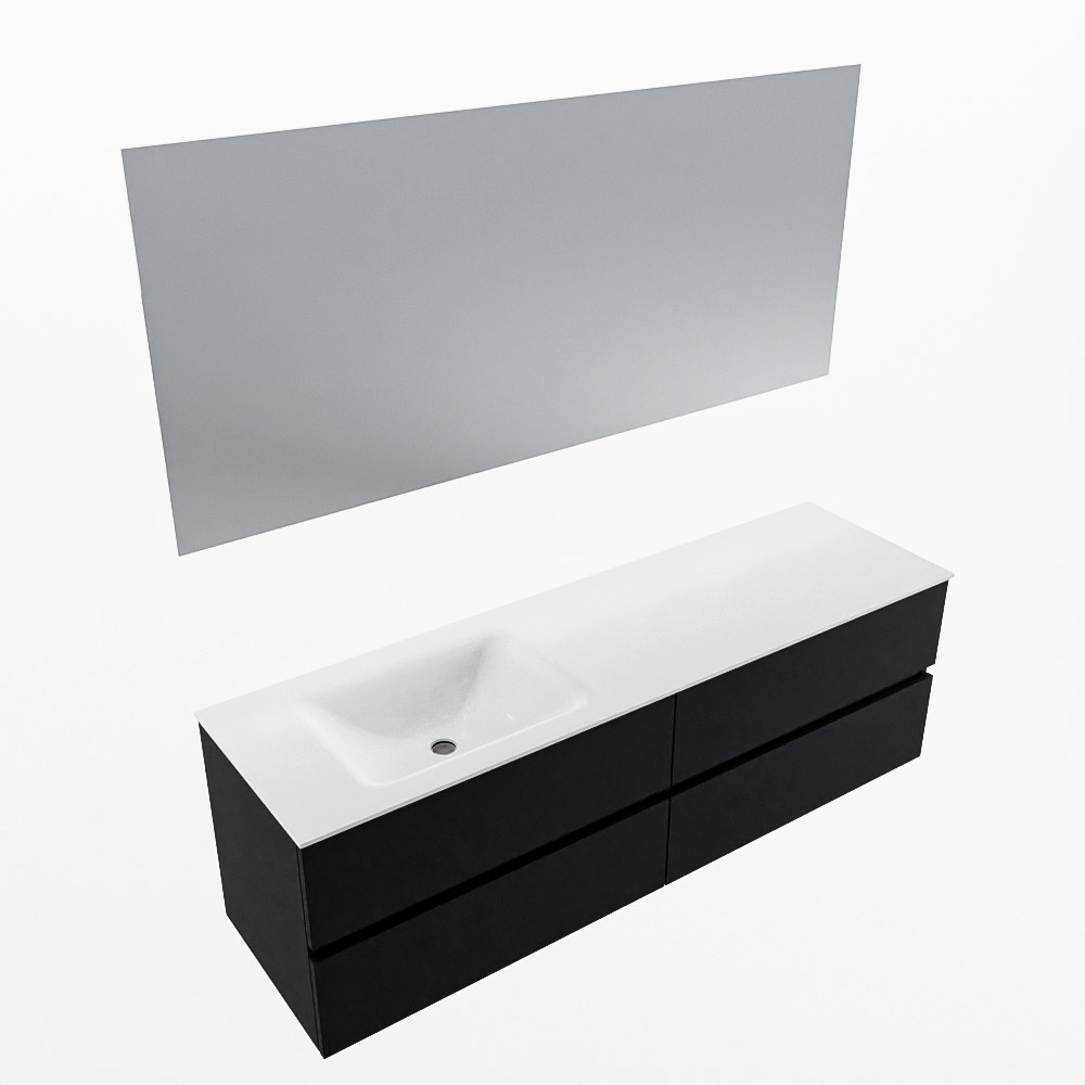 MONDIAZ VICA 160cm mueble de baño Urban 4 cajones. Lavabo CLOUD Izquierda 1 orificio color Talc con espejo LED. 6 MONDIAZ VICA 160cm mueble de baño Urban 4 cajones. Lavabo CLOUD Izquierda 1 orificio color Talc con espejo LED. - Imagen 6