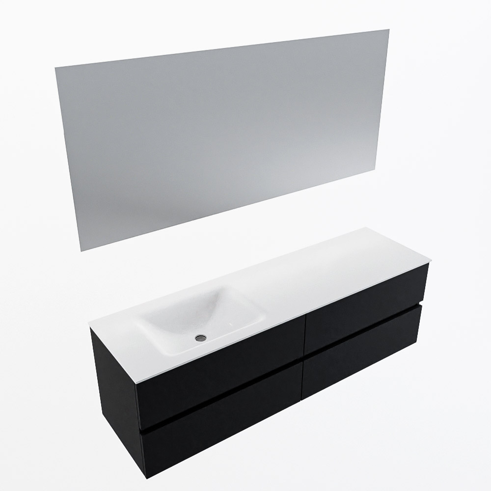 MONDIAZ VICA 160cm mueble de baño Urban 4 cajones. Lavabo CLOUD Izquierda sin orificio color Talc con espejo LED. 6 MONDIAZ VICA 160cm mueble de baño Urban 4 cajones. Lavabo CLOUD Izquierda sin orificio color Talc con espejo LED. - Imagen 6
