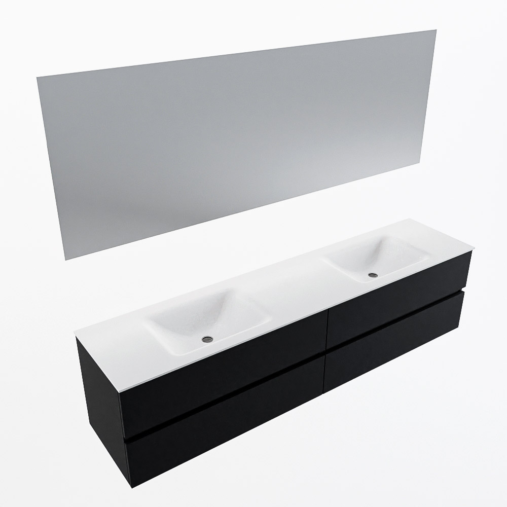 MONDIAZ VICA 200cm mueble de baño Urban 4 cajones. Lavabo CLOUD Doble 2 orificios color Talc con espejo LED. 6 MONDIAZ VICA 200cm mueble de baño Urban 4 cajones. Lavabo CLOUD Doble 2 orificios color Talc con espejo LED. - Imagen 6
