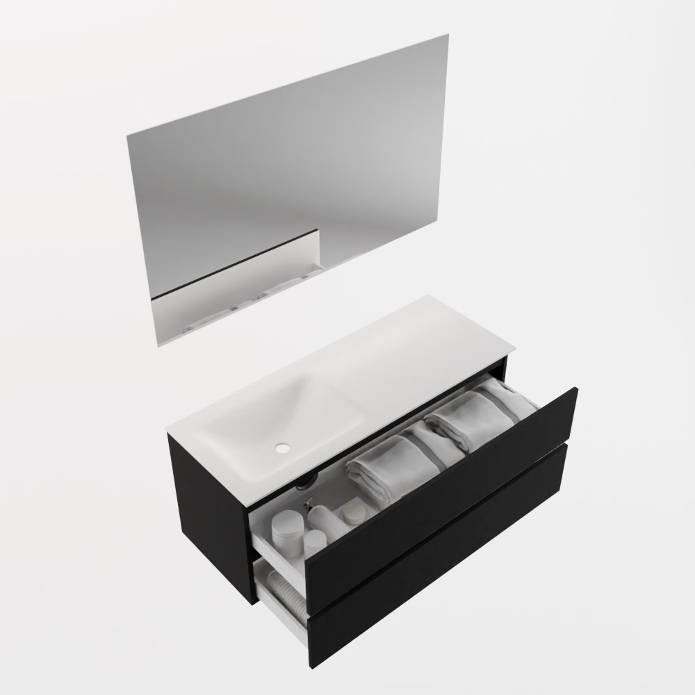 MONDIAZ VICA 120cm mueble de baño Urban 2 cajones. Lavabo CLOUD Izquierda sin orificio color Talc con espejo LED. 7 MONDIAZ VICA 120cm mueble de baño Urban 2 cajones. Lavabo CLOUD Izquierda sin orificio color Talc con espejo LED. - Imagen 7