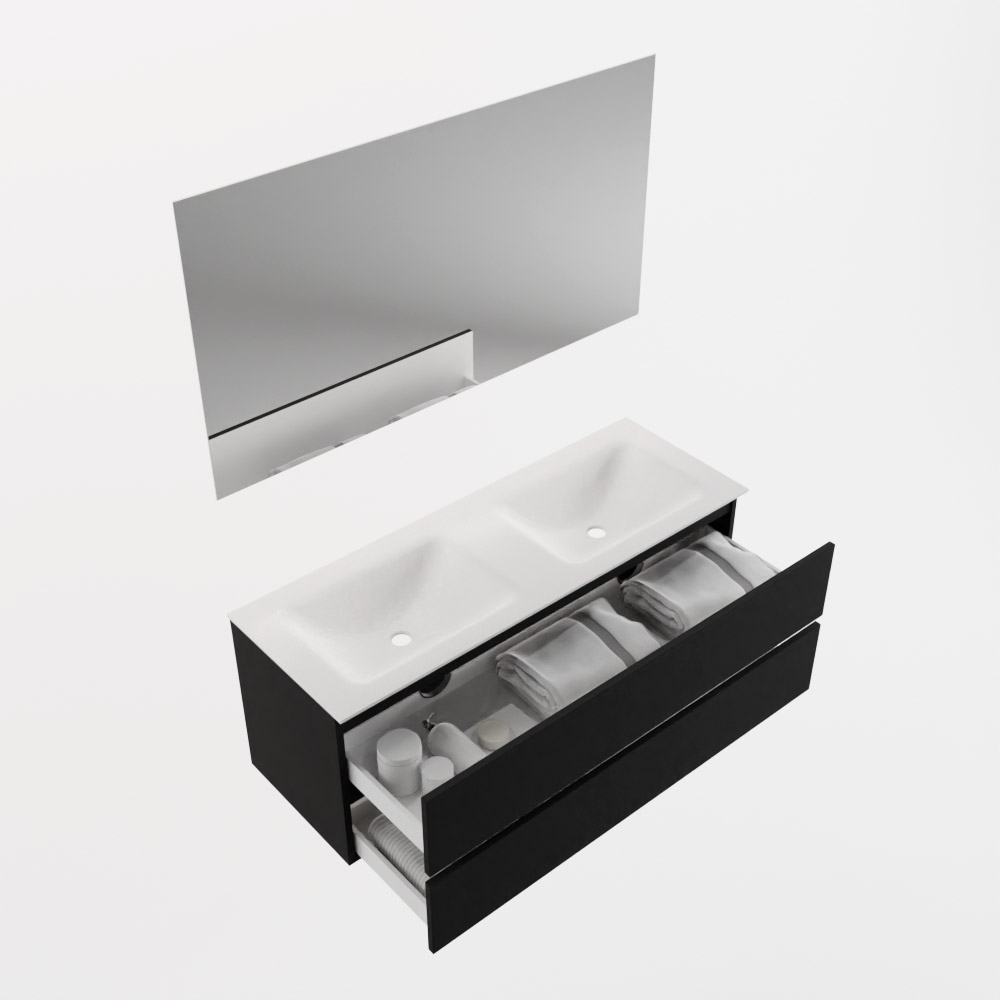 MONDIAZ VICA 130cm mueble de baño Urban 2 cajones. Lavabo CLOUD Doble 2 orificios color Talc con espejo LED. 6 MONDIAZ VICA 130cm mueble de baño Urban 2 cajones. Lavabo CLOUD Doble 2 orificios color Talc con espejo LED. - Imagen 7