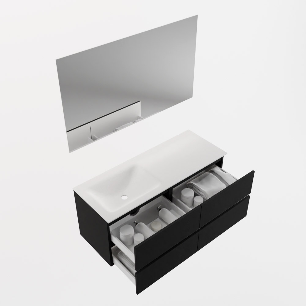 MONDIAZ VICA 120cm mueble de baño Urban 4 cajones. Lavabo CLOUD Izquierda 1 orificio color Talc con espejo LED. 7 MONDIAZ VICA 120cm mueble de baño Urban 4 cajones. Lavabo CLOUD Izquierda 1 orificio color Talc con espejo LED. - Imagen 7